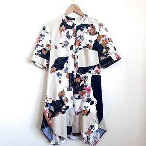3:1 Phillip Lim Target Womens Asian Floral Print Shirt Dress Size XL Patchwork